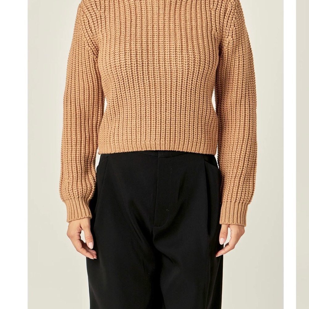English Factory Brown Ribbed Crew Neck Sweater - Picture 4 of 5
